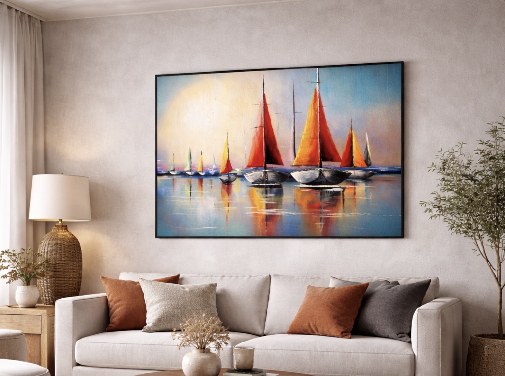 Sunset sailboat painting